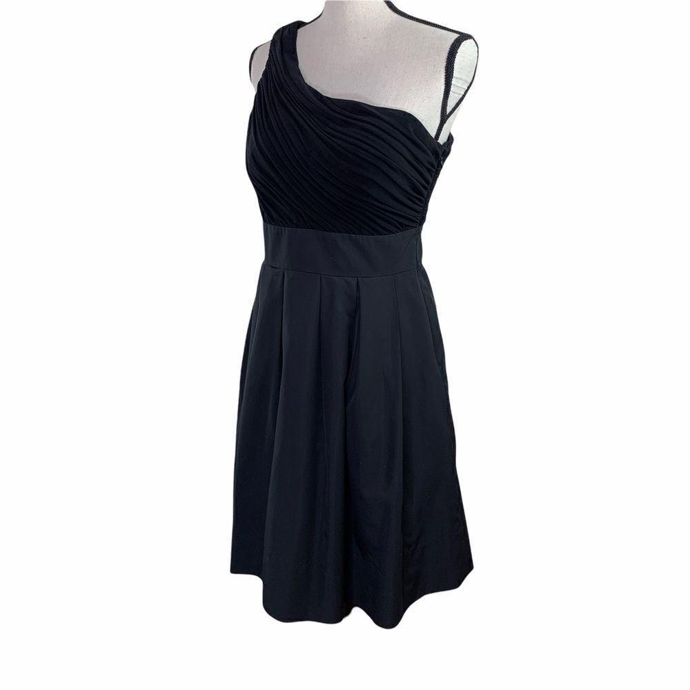 Eliza J Black‎ One Shoulder Ruched Top Full Skirt Cocktail Dress